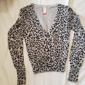 Animal print cardigan sweater